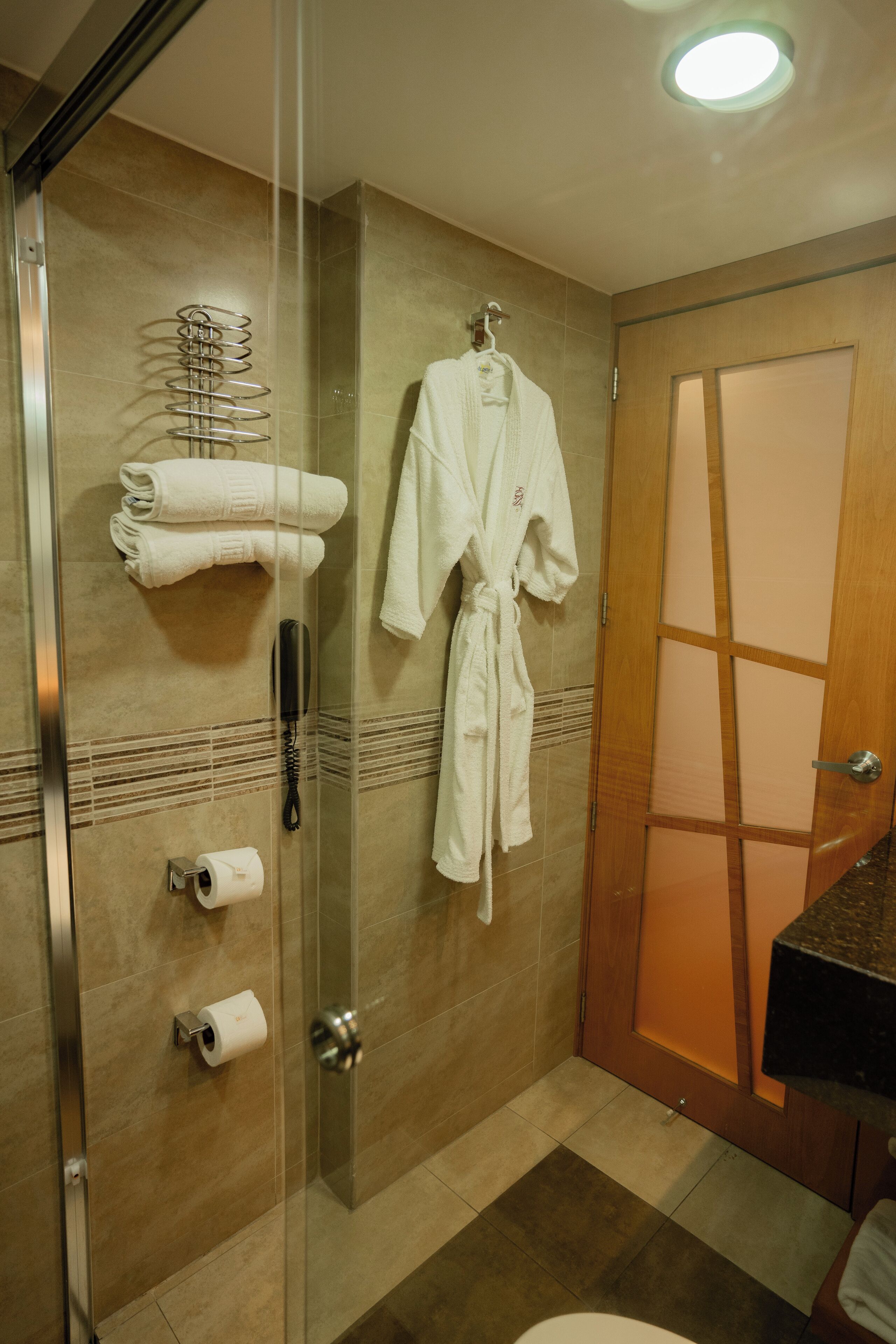 shower, free toiletries, hair dryer, bathrobes