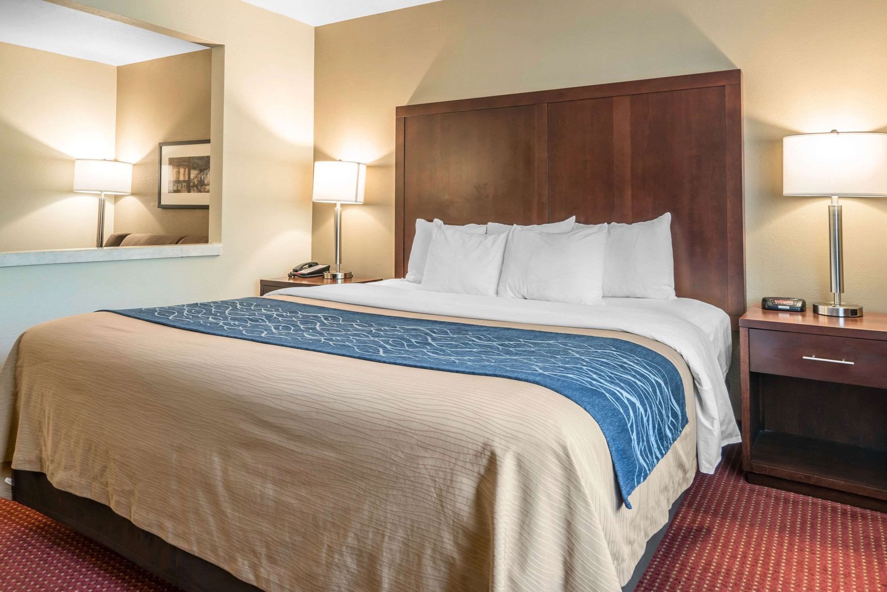 Pillowtop beds, desk, blackout drapes, iron/ironing board