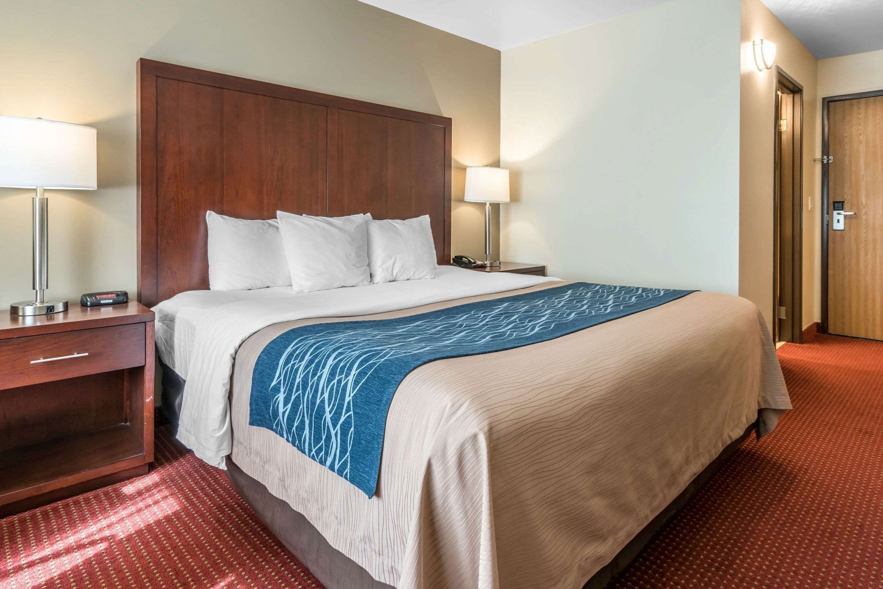 Pillowtop beds, desk, blackout drapes, iron/ironing board