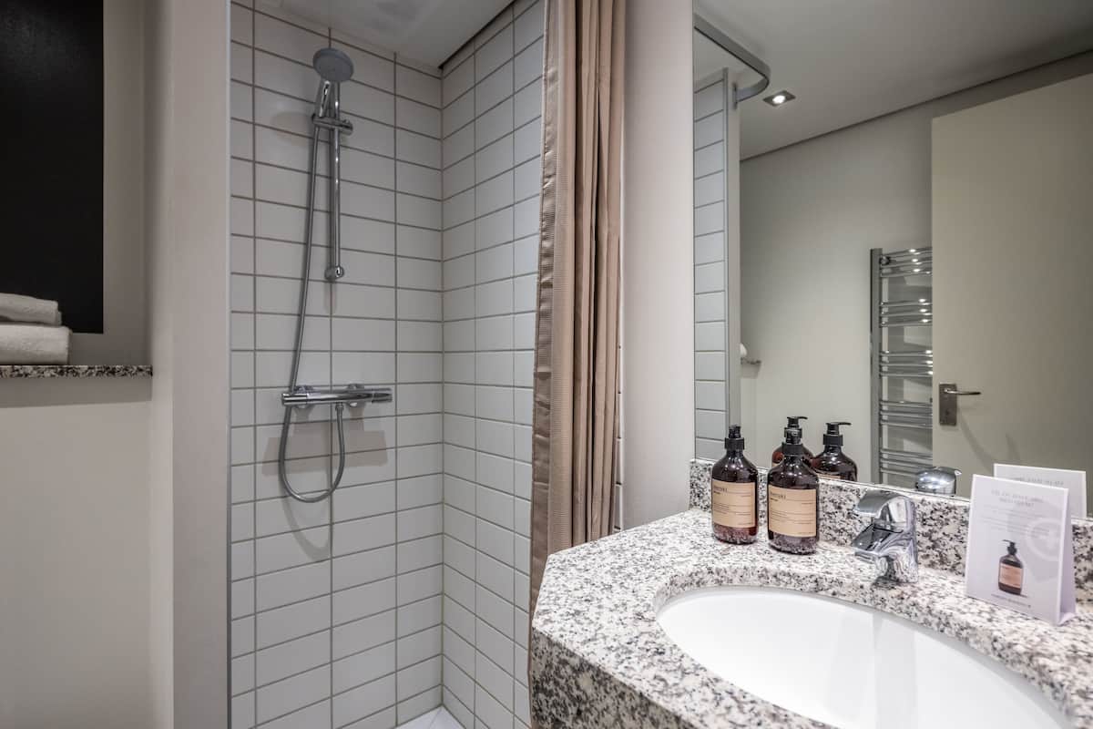 free toiletries, hair dryer, towels, soap