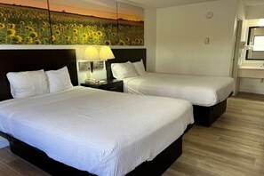 Desk, free WiFi, bed sheets, alarm clocks