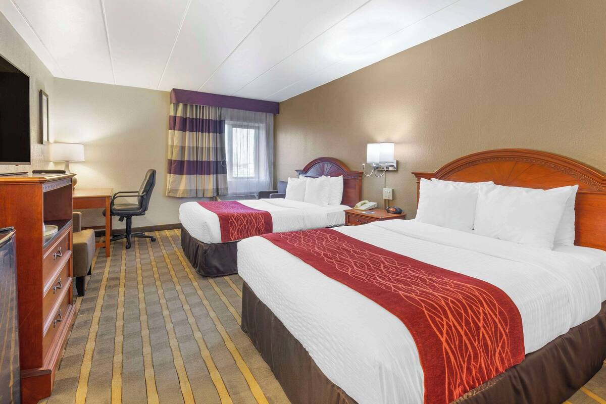 Standard Room with 2 Double Beds - Non-Smoking | 書桌、遮光窗簾/窗簾、熨斗/熨衫板、免費 Wi-Fi