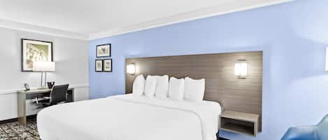 Standard Room, 1 King Bed, Non Smoking | Premium bedding, desk, laptop workspace, iron/ironing board