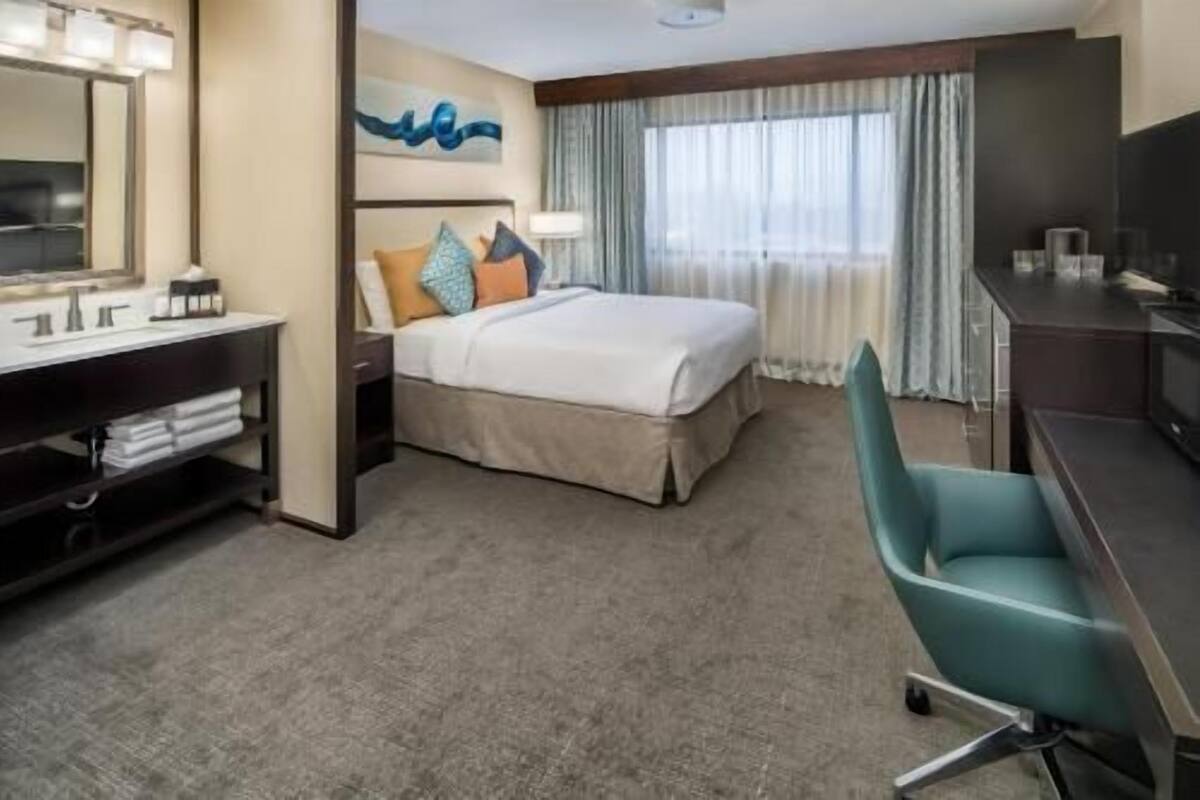 Premium bedding, down comforters, pillowtop beds, in-room safe