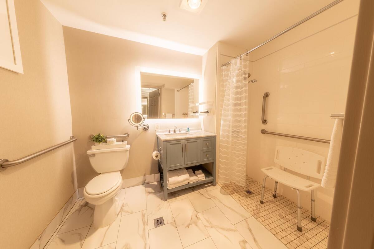 Standard Room, 1 Katil Raja (King), Accessible, Refrigerator & Microwave (Walk-in Shower) | Peti besi dalam bilik, seterika/papan seterika, Wi-fi percuma 