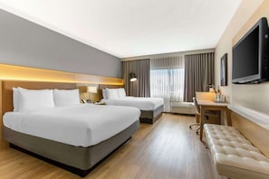 Room, 2 Queen Beds, Non Smoking | In-room safe, desk, laptop workspace, iron/ironing board
