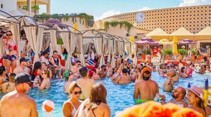 Seasonal outdoor pool, pool cabanas (surcharge), pool umbrellas
