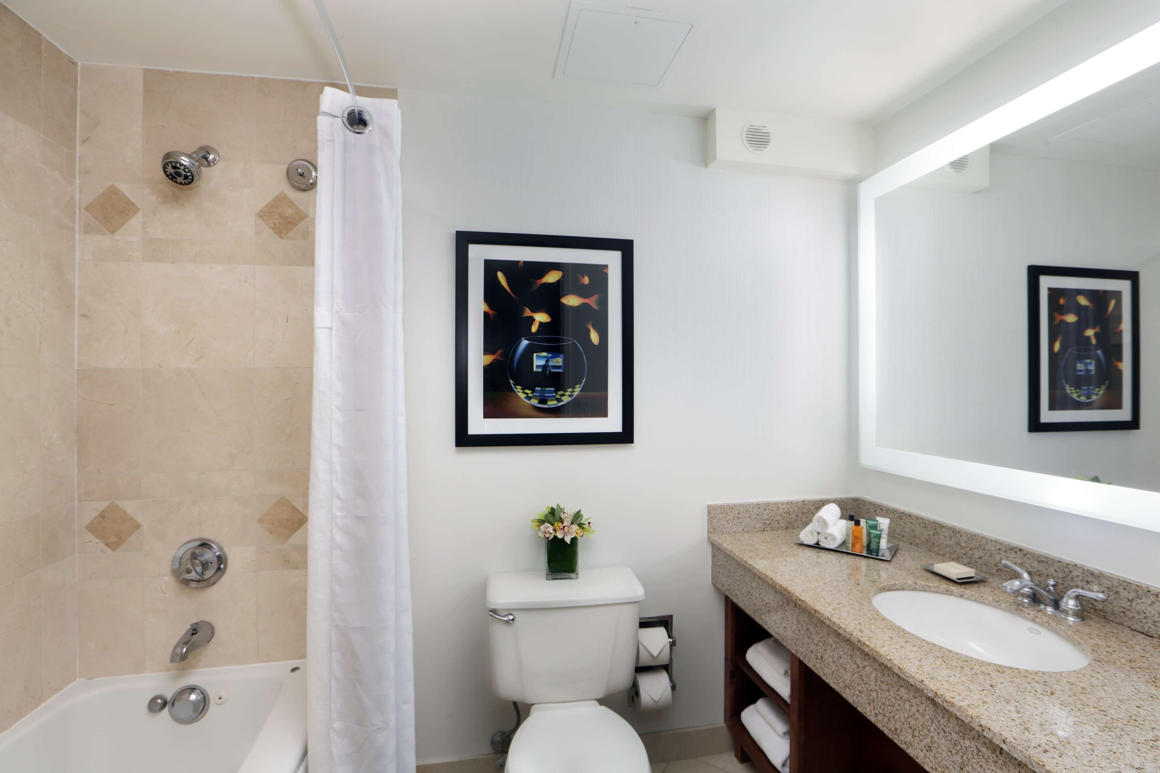 shower, designer toiletries, hair dryer, towels