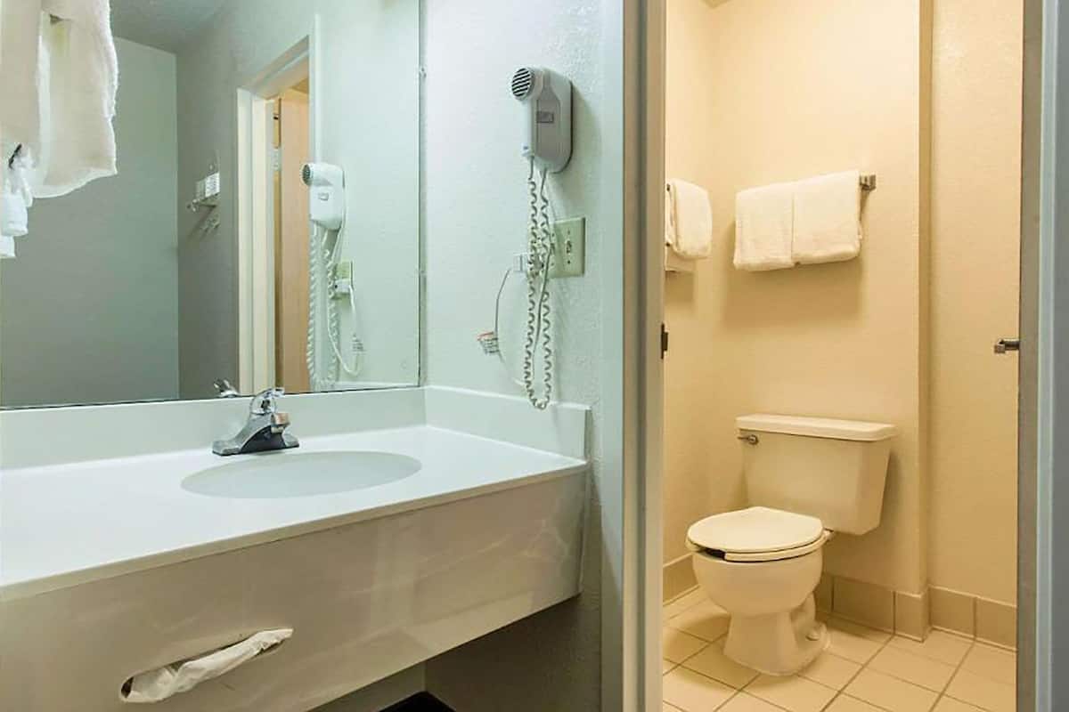 combined shower/bathtub, free toiletries, hair dryer, towels