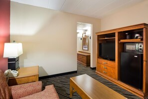 Suite, 1 Queen Bed, Refrigerator & Microwave, Poolside (with Sofabed) | 1 bedroom, desk, laptop workspace, iron/ironing board