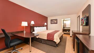 Desk, free cots/infant beds, free WiFi, alarm clocks