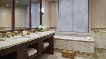 Premier Room, 2 Double Beds, City View | Bathroom | Designer toiletries, hair dryer, towels