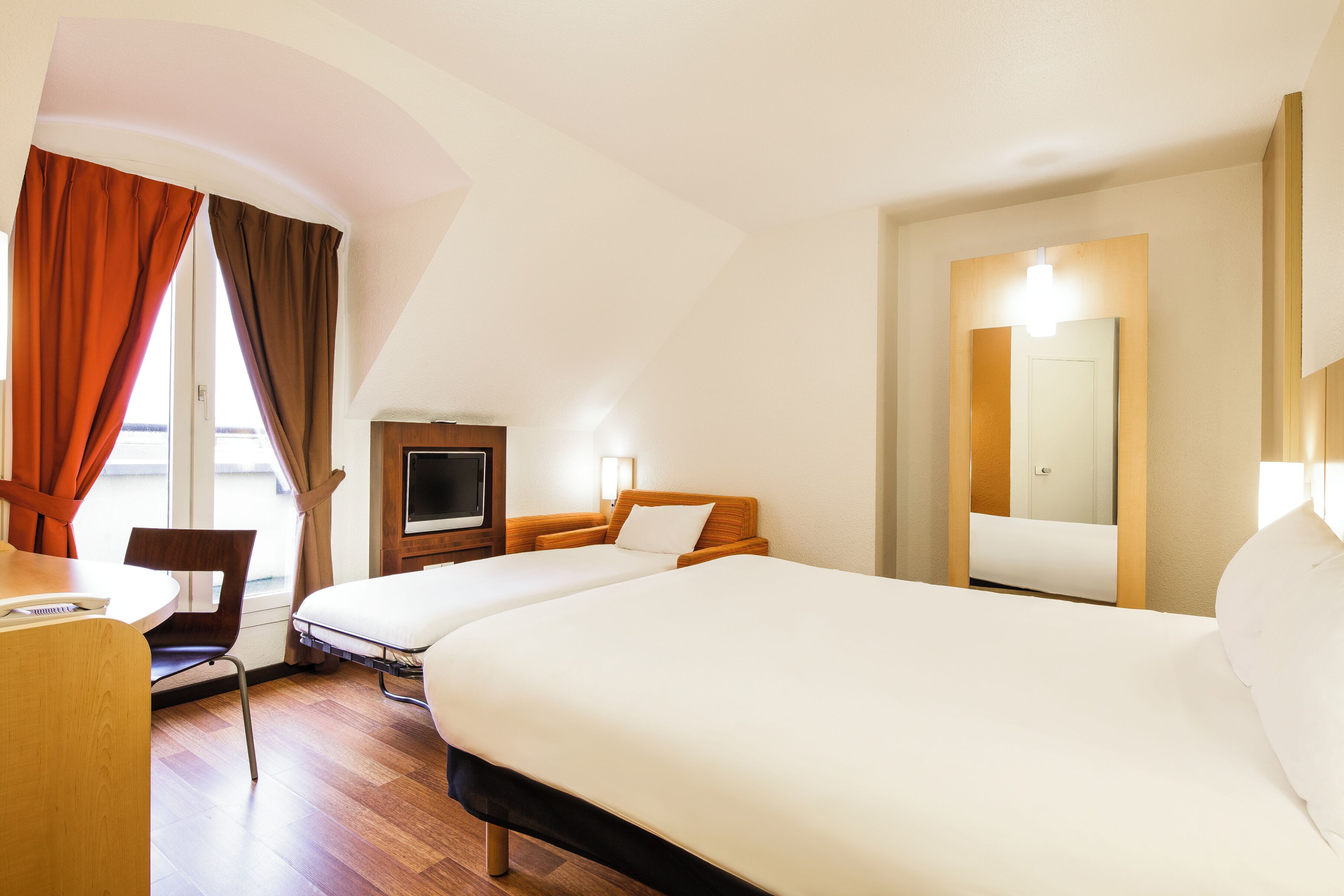 Desk, laptop workspace, blackout curtains, soundproofing