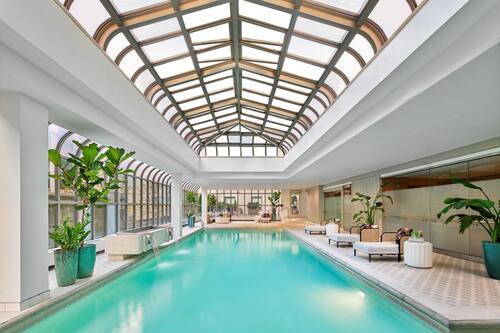 Indoor pool, open 6:00 AM to 10:00 PM, sun loungers