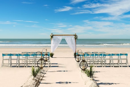On the beach, beach towels, beach volleyball, beach bar