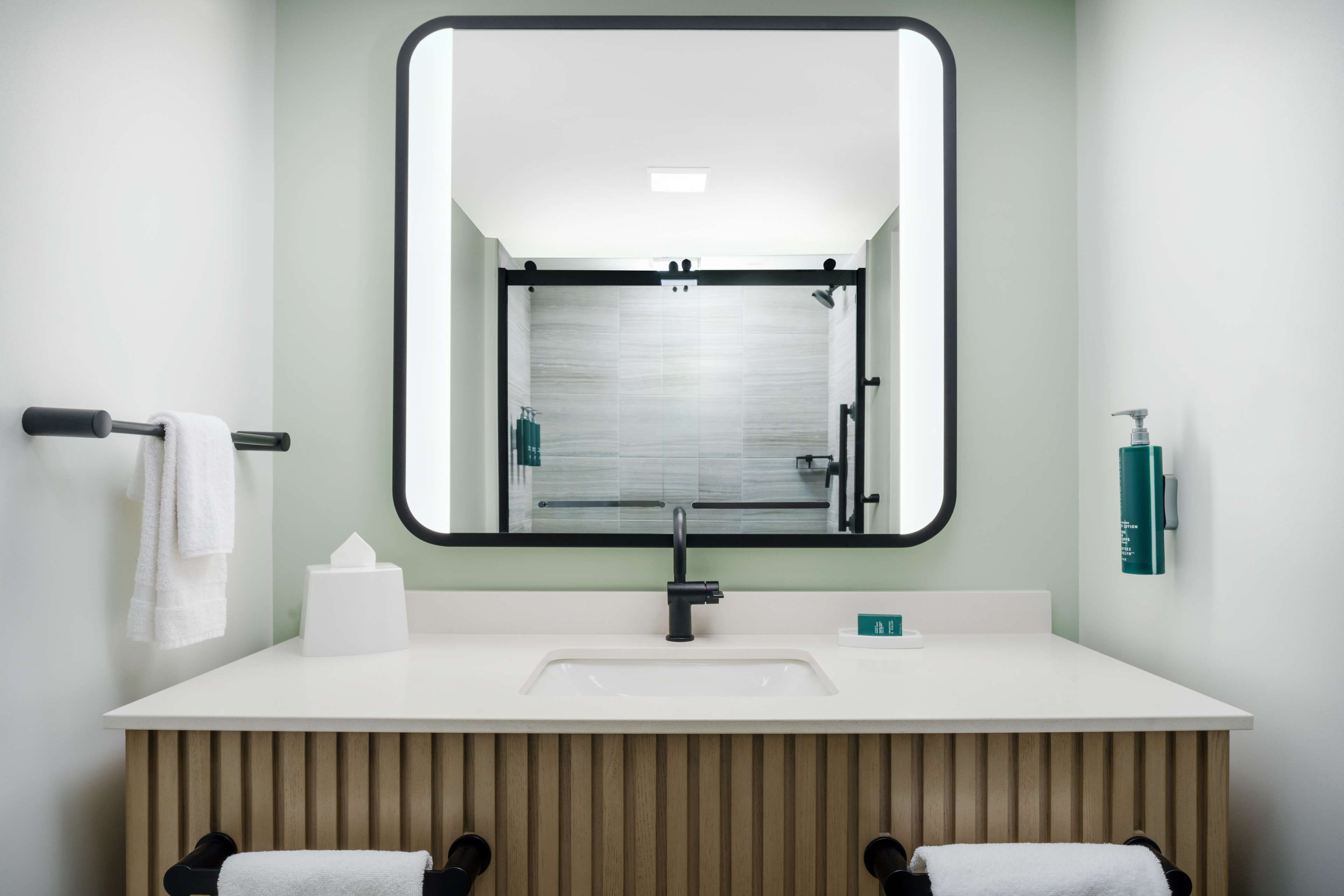 combined shower/bathtub, free toiletries, hair dryer, bathrobes