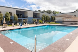 Outdoor pool, sun loungers