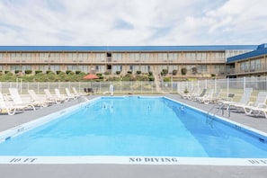 Outdoor pool, sun loungers