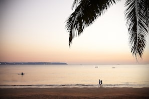 On the beach, free beach cabanas, sun-loungers, beach umbrellas