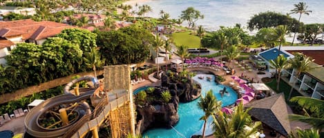 4 piscinas al aire libre, sombrillas, tumbonas