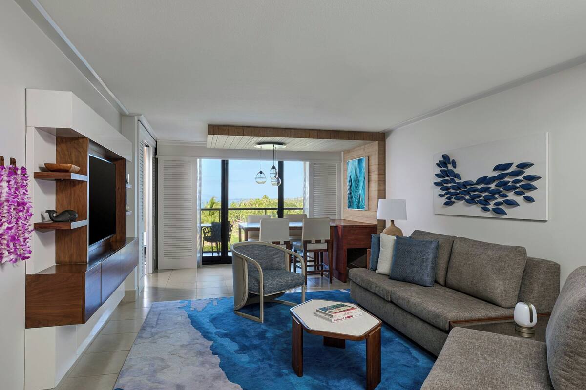 Suite, 1 Bedroom, Balcony, Ocean View | Living room | 55-inch Smart TV with cable channels, TV, Netflix