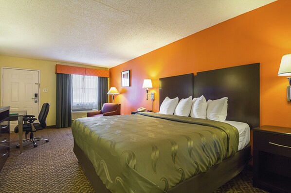 Egyptian cotton sheets, premium bedding, desk, laptop workspace