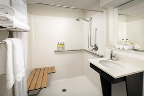 Suite, 1 King Bed, Accessible (Roll-In Shower) | In-room safe, desk, laptop workspace, blackout drapes