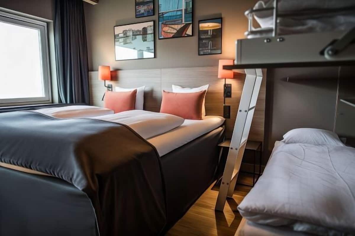 In-room safe, desk, laptop workspace, blackout curtains