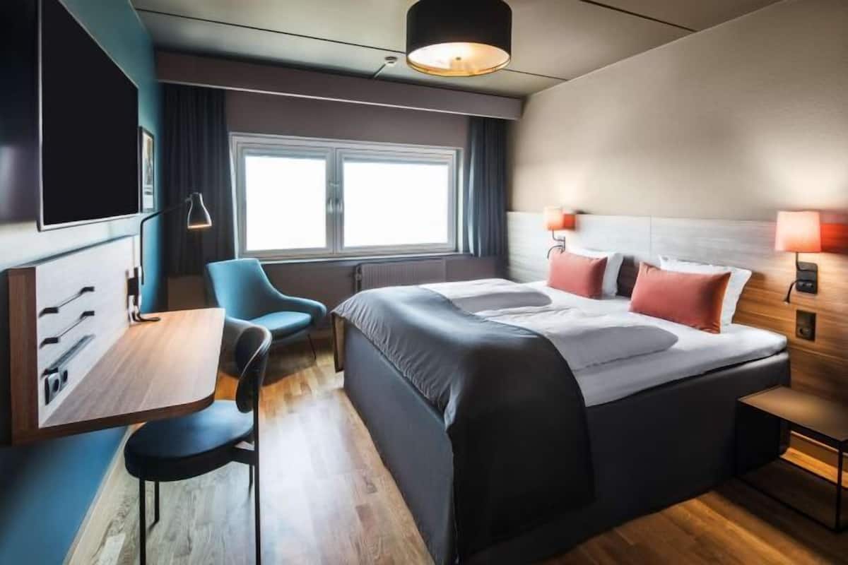 In-room safe, desk, laptop workspace, blackout curtains