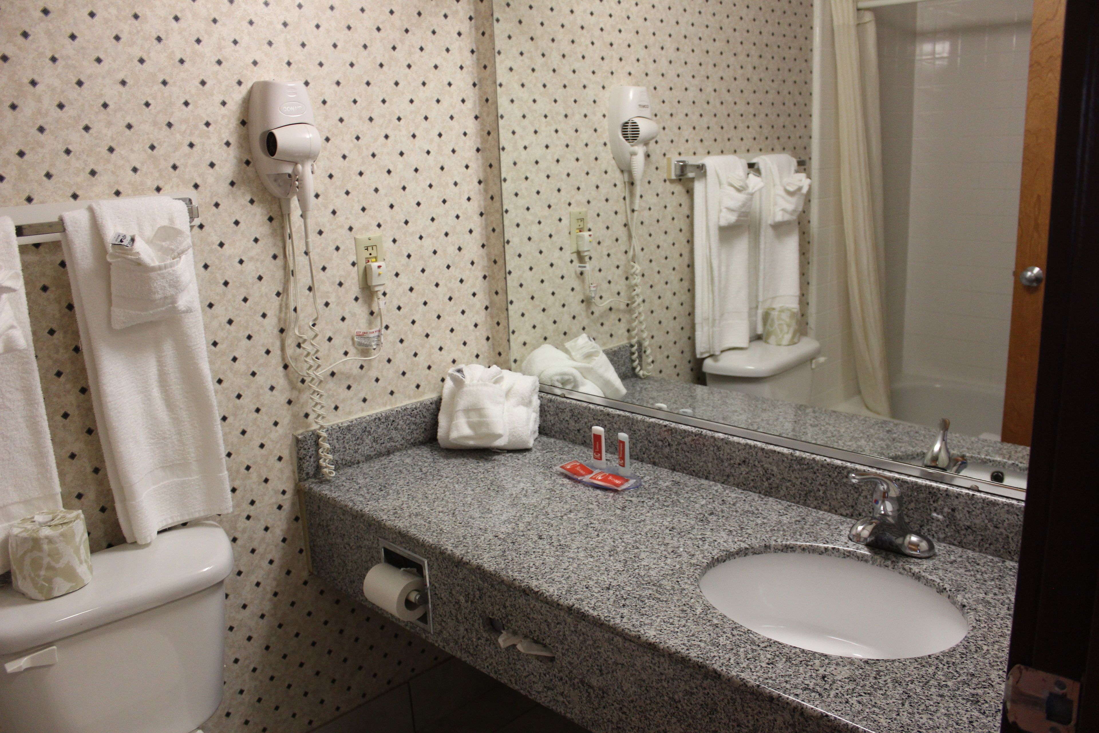 Un baño con inodoro, lavabo y barra para toallas.