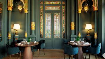 French cuisine, garden views