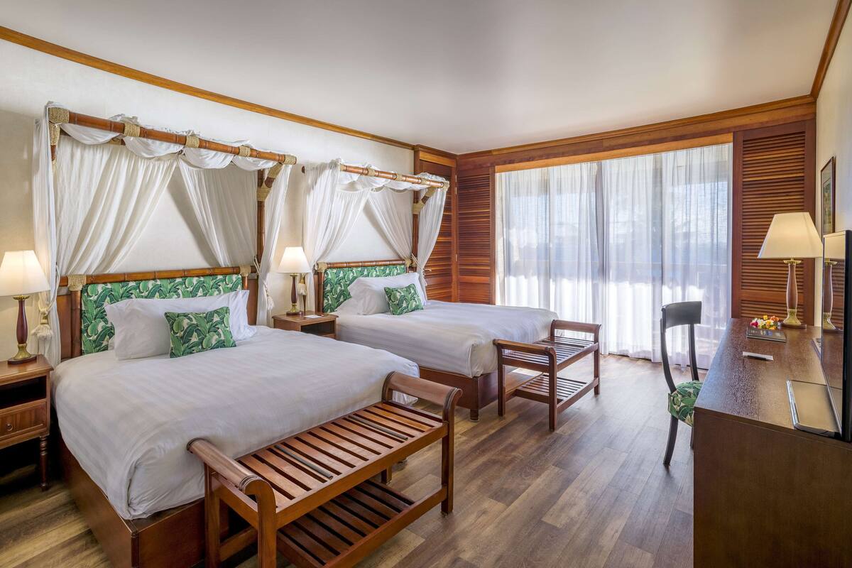 Premium Room, 2 Queen Beds, Garden View | Premium bedding, down comforters, memory foam beds, minibar