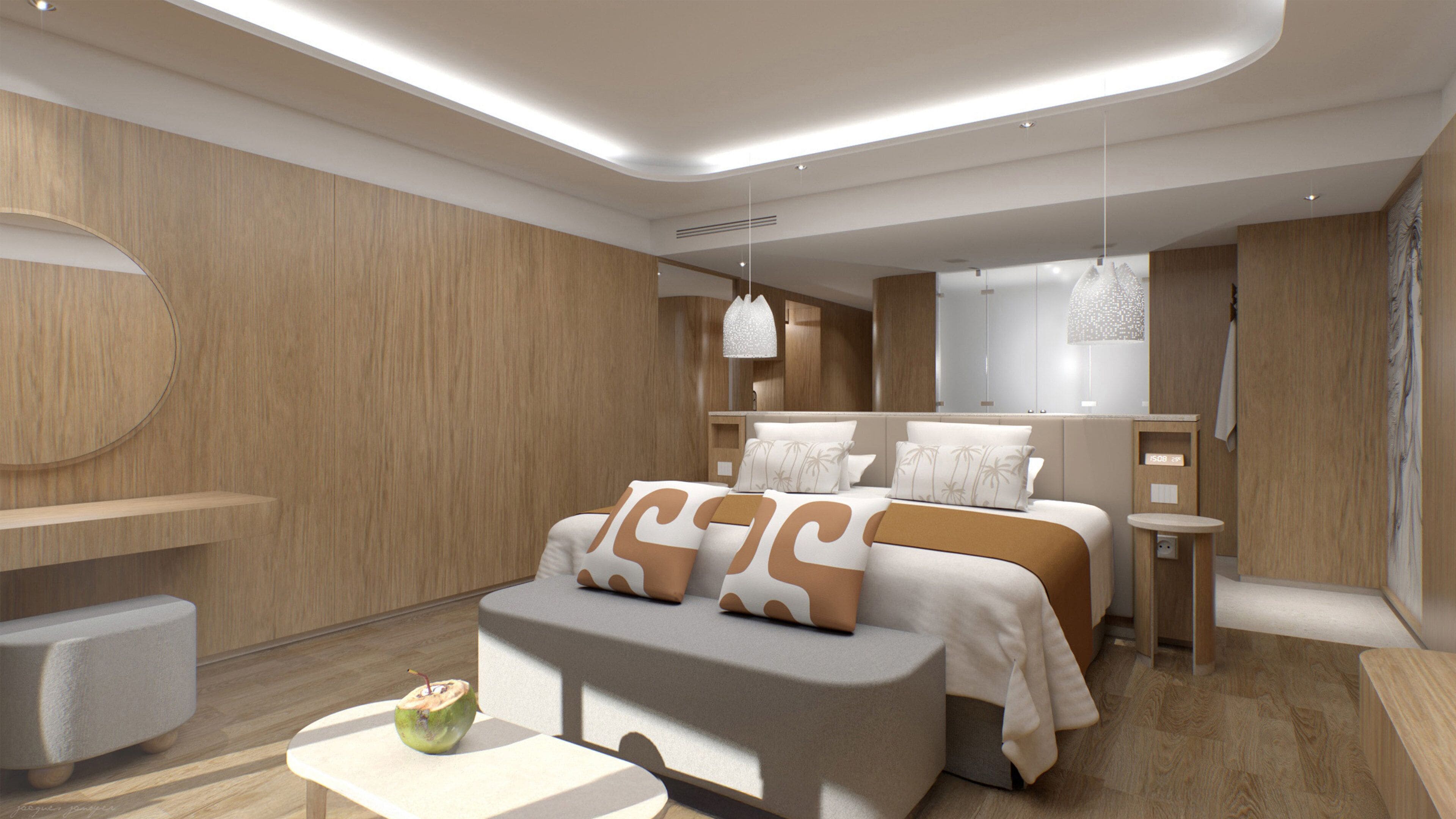 Chambre Deluxe, 1 très grand lit, vue océan | Literie de qualité supérieure, couette en duvet d'oie