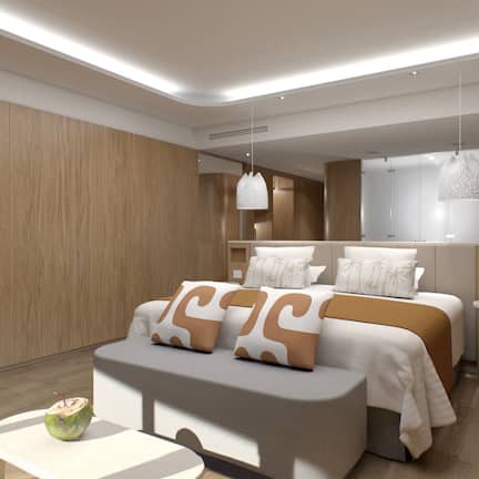 Deluxe Room, 1 King Bed, Ocean View | Premium bedding, down comforters, memory foam beds, minibar
