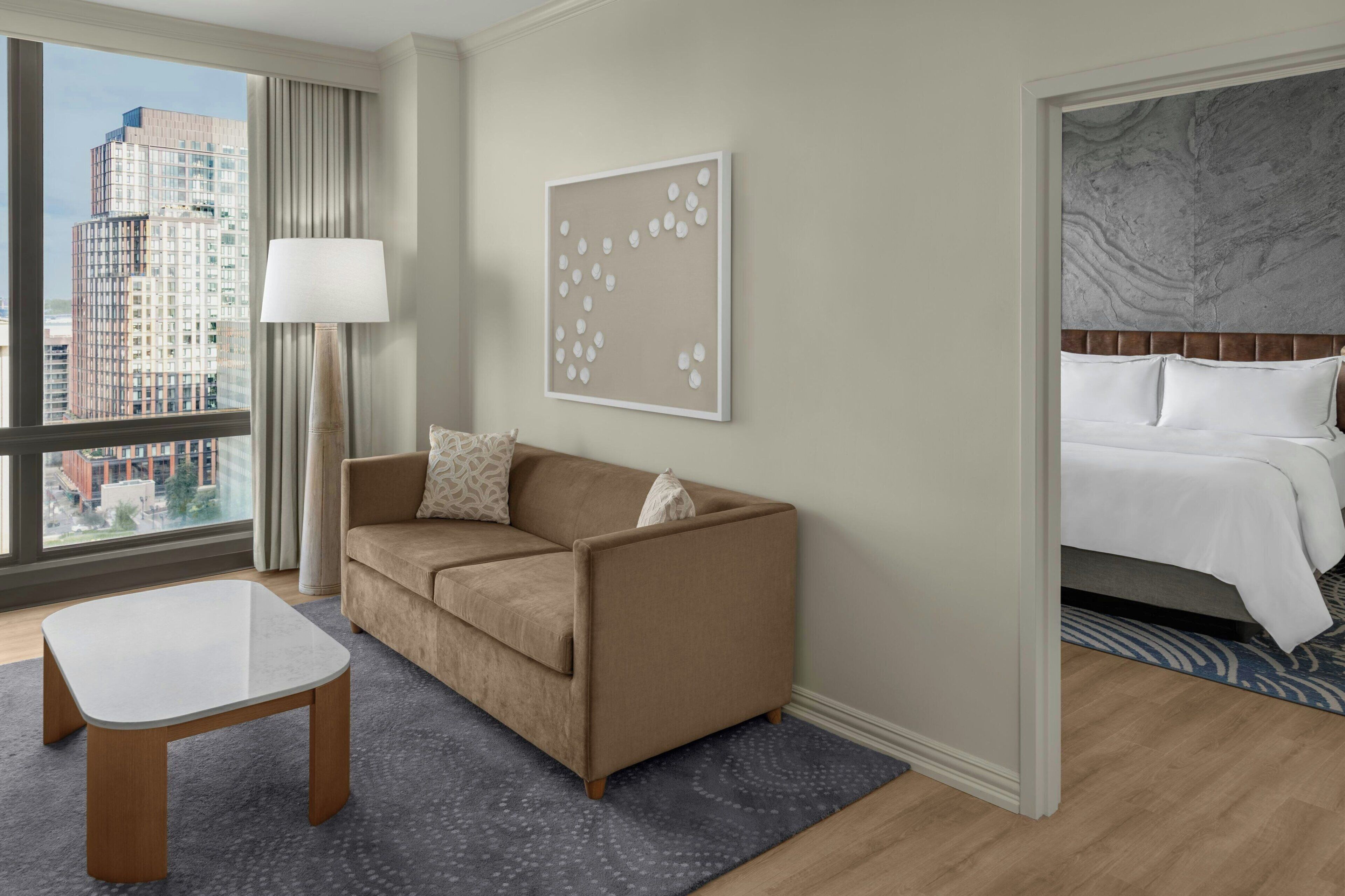 Premium bedding, down comforters, in-room safe, desk