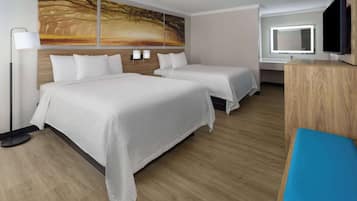 Room, 2 Queen Beds, Non Smoking | Desk, free WiFi, bed sheets, alarm clocks
