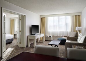 1 bedroom, desk, blackout drapes, iron/ironing board