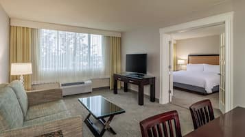 Desk, blackout drapes, iron/ironing board, free cribs/infant beds