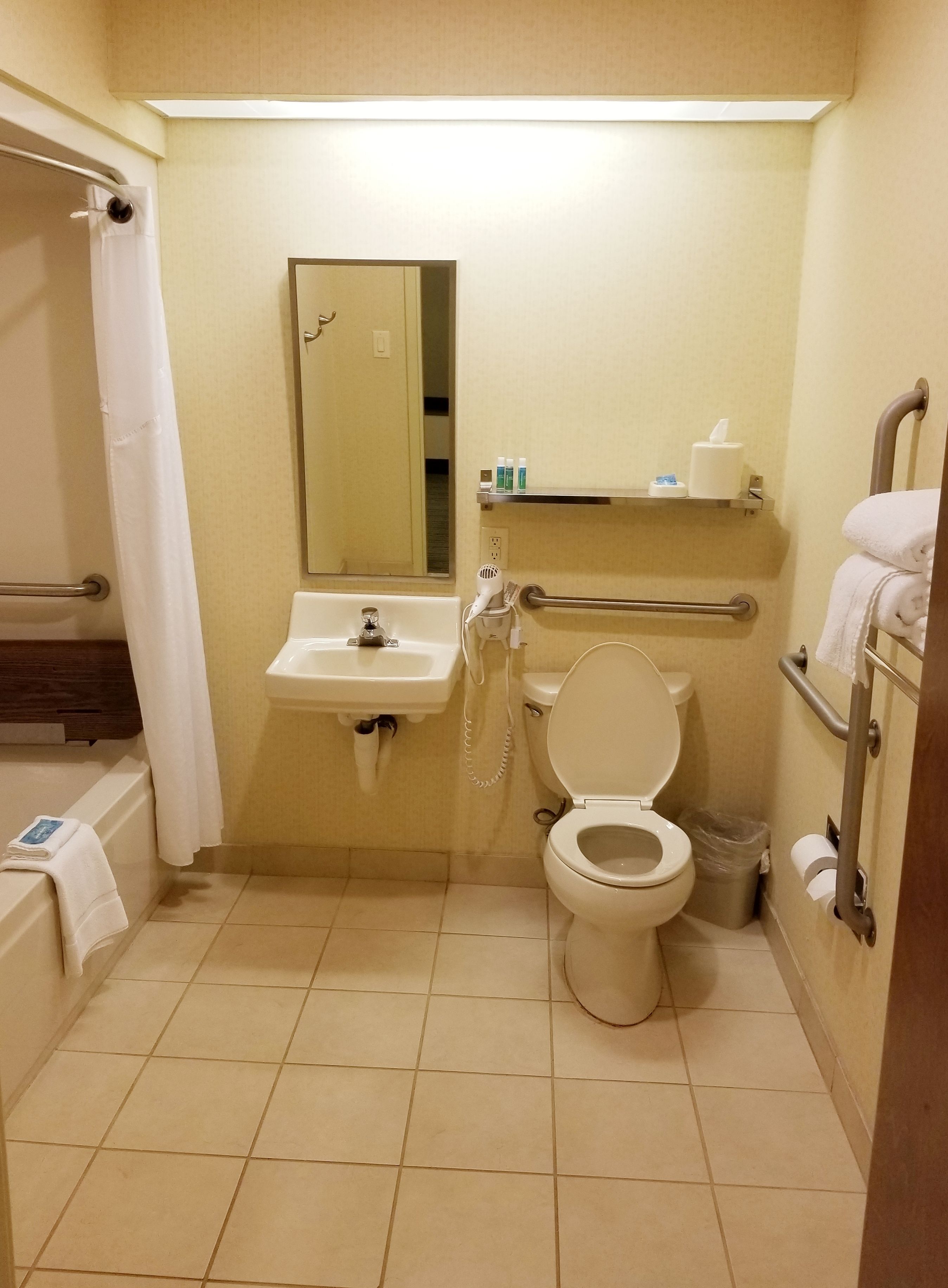 ada standard room, 2 queen beds, non smoking | bathroom | combined shower/bathtub, free toiletries, hair dryer, towels