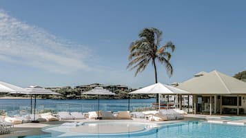 Outdoor pool, pool umbrellas