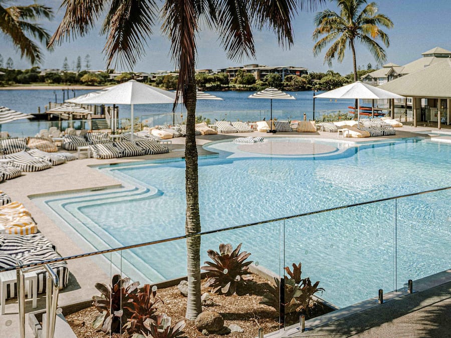 Outdoor pool, pool umbrellas