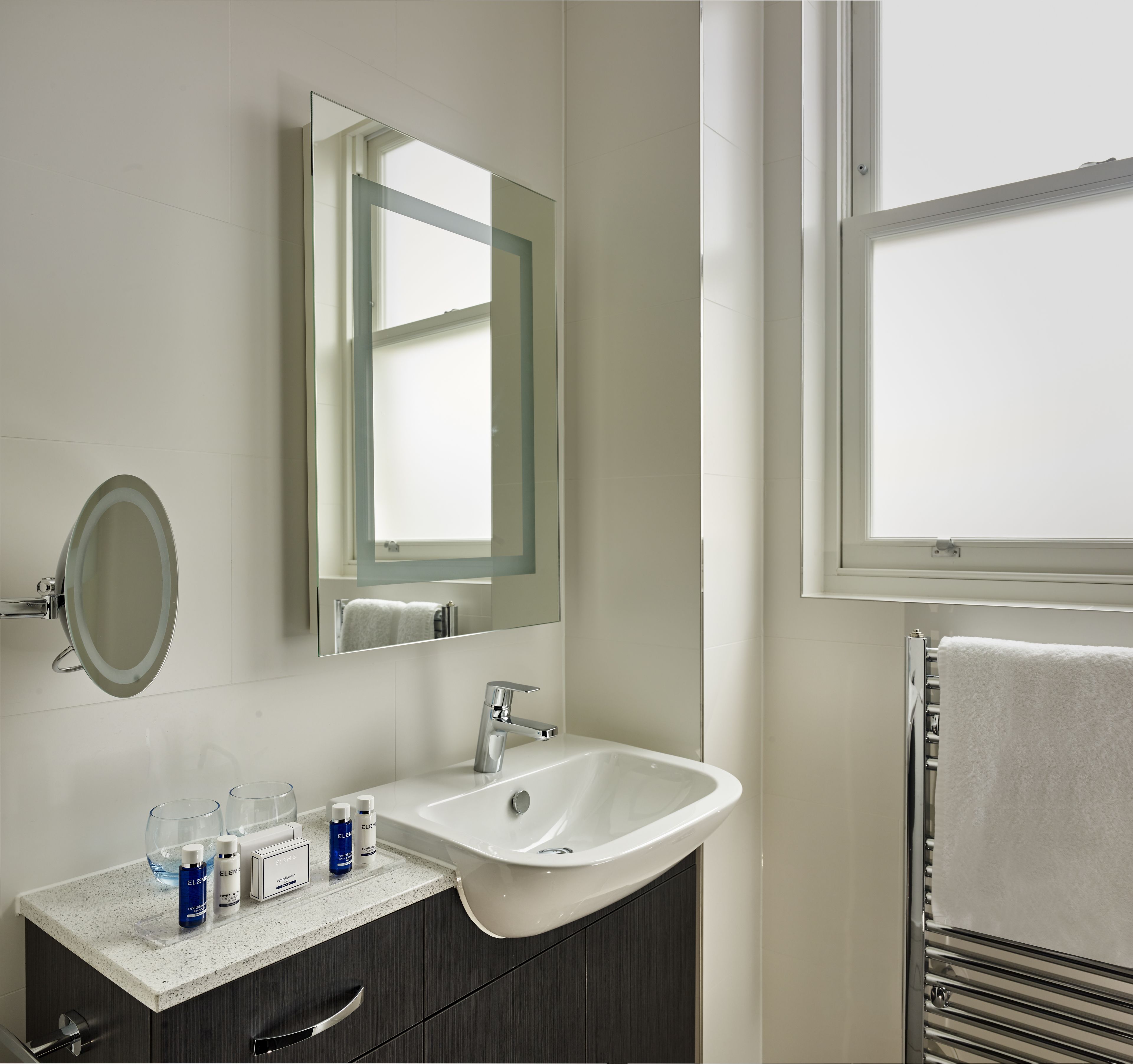 shower, designer toiletries, hair dryer, bathrobes