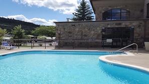 Outdoor pool, pool loungers