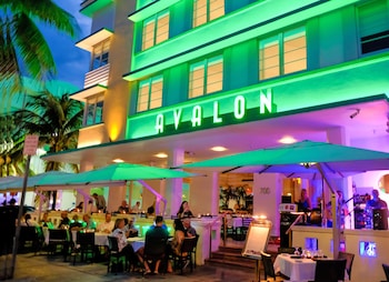 Dinner served, seafood, beach views  at Avalon Hotel
