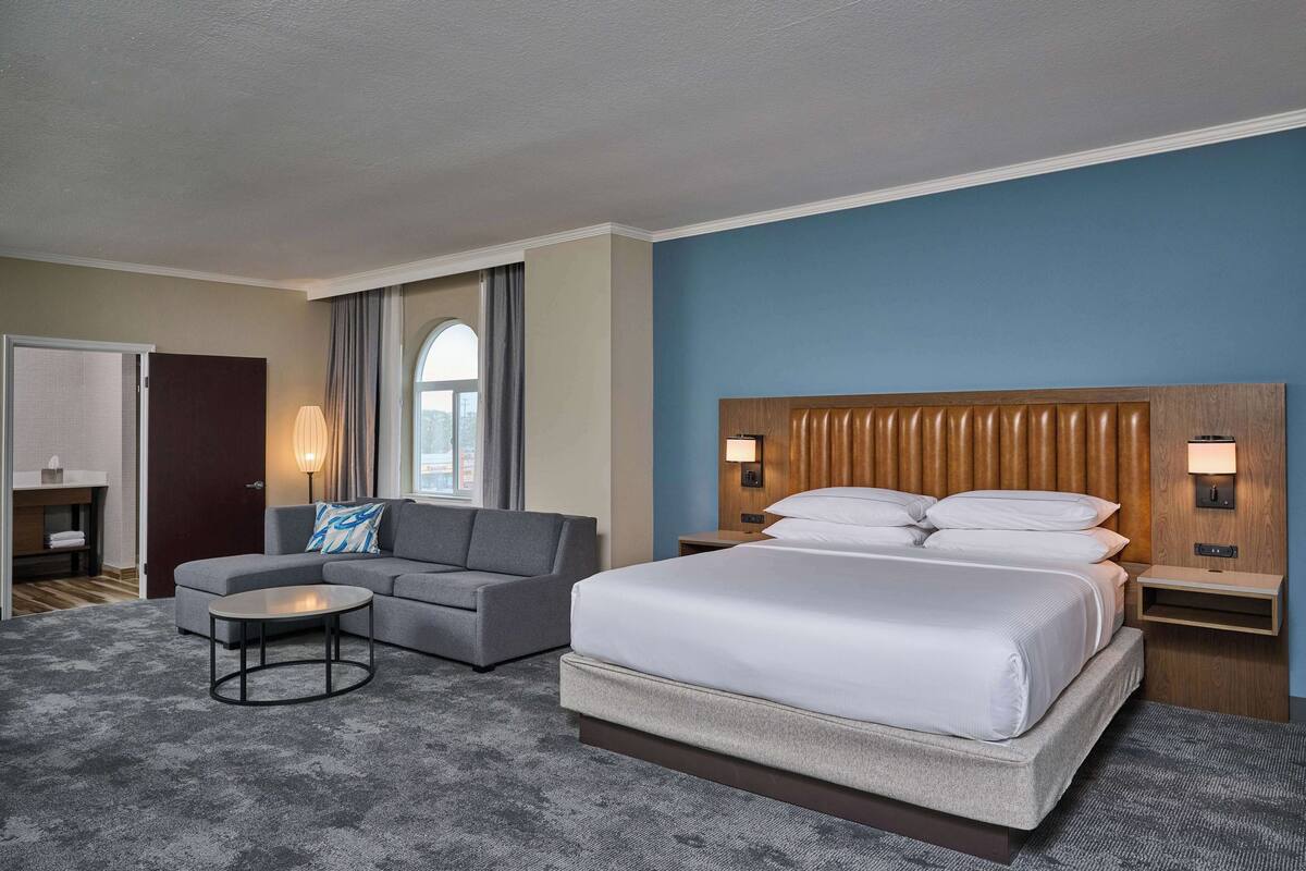 junior suite, 1 king bed | living area | 55-inch smart tv with cable channels, netflix, streaming services