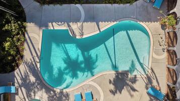 Outdoor pool, open 7:00 AM to 7:00 PM, pool loungers