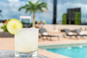 Outdoor pool, sun loungers