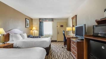 Standard Room, 2 Queen Beds, Non Smoking | Desk, laptop workspace, blackout drapes, iron/ironing board