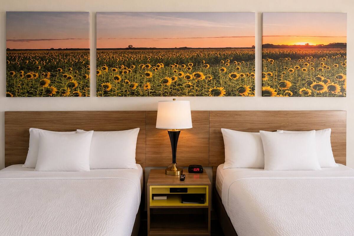 Standard Room, 2 Queen Beds | Desk, free cots/infant beds, rollaway beds, free WiFi