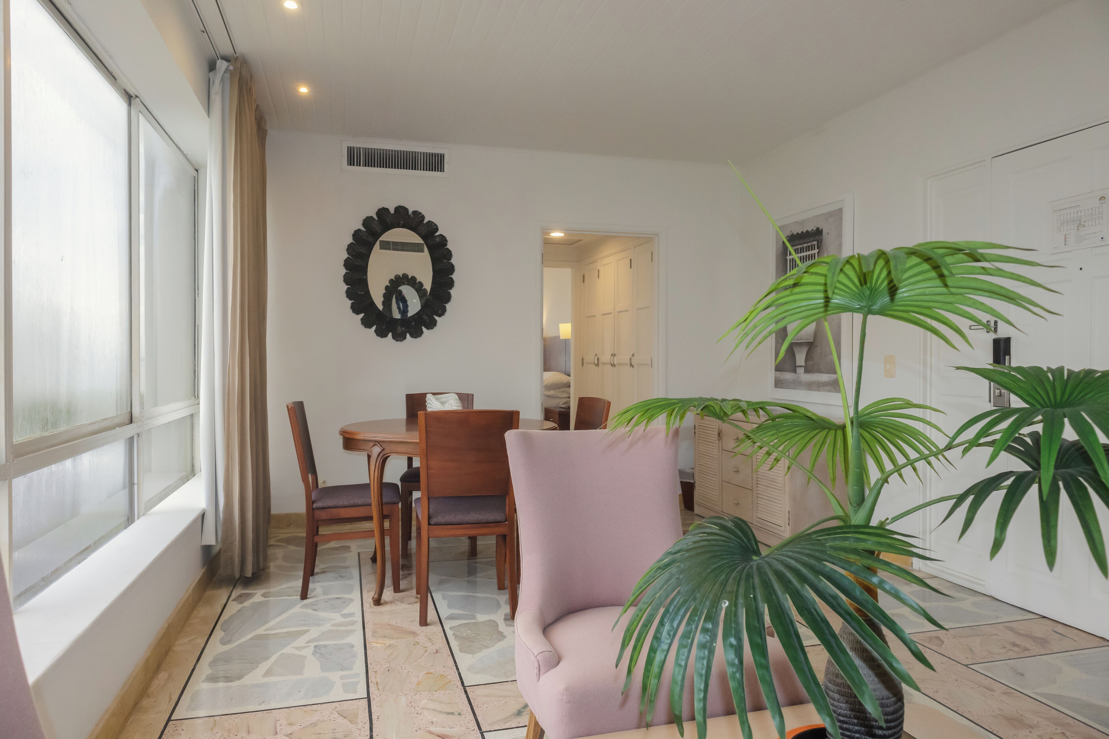 1 King Bed, 1 Queen Bed, 2 Bedroom Suite | Living area | 40-inch flat-screen TV with cable channels, TV, heated floors